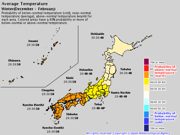 Japan 2018/19 winter forecast – temperature