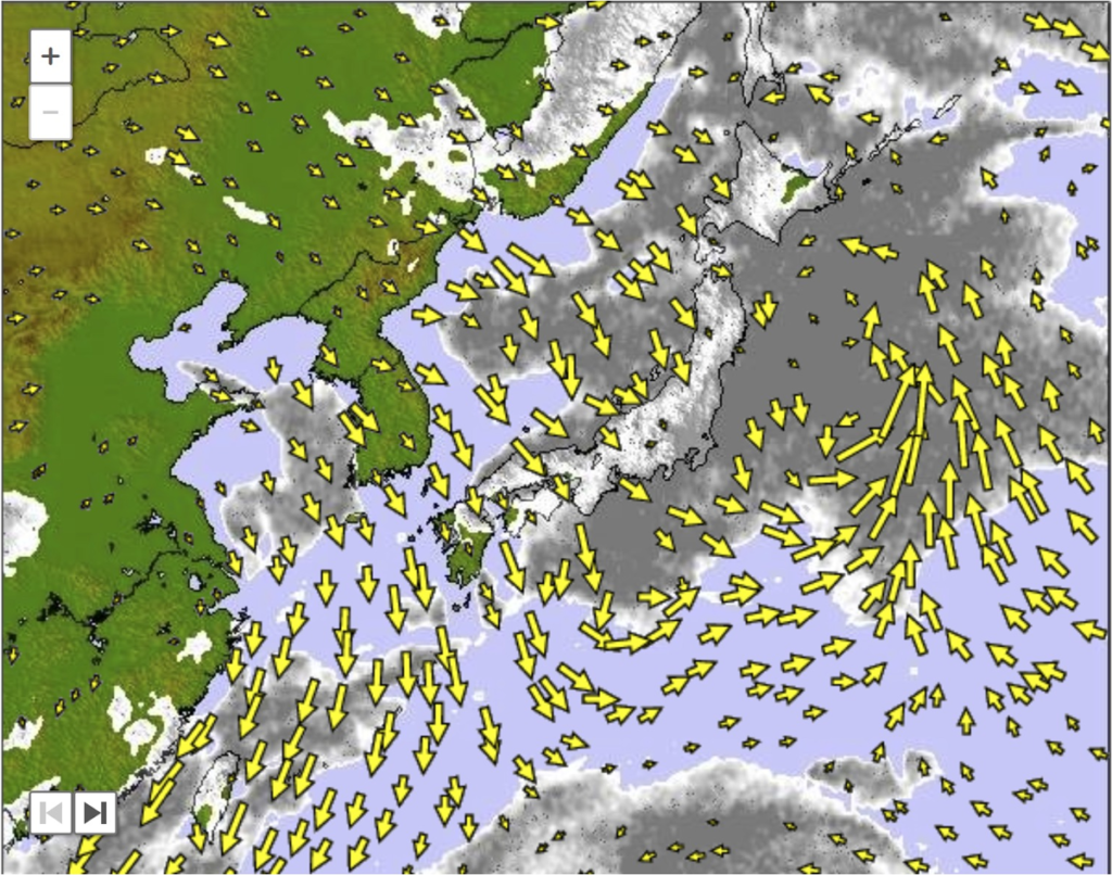 Japan cloud map, November 22, 2018