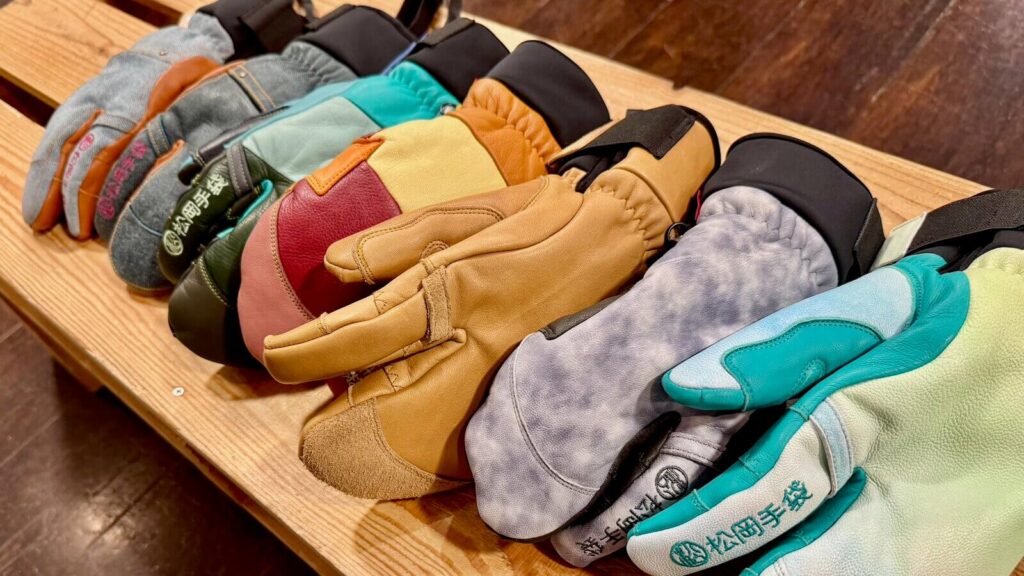 The colorful lineup from Matsuoka Glove highlighting varied leather finishes and ErgoGrip design