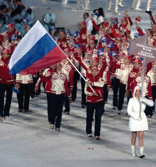 Russia Winter Olympics flag ceremony