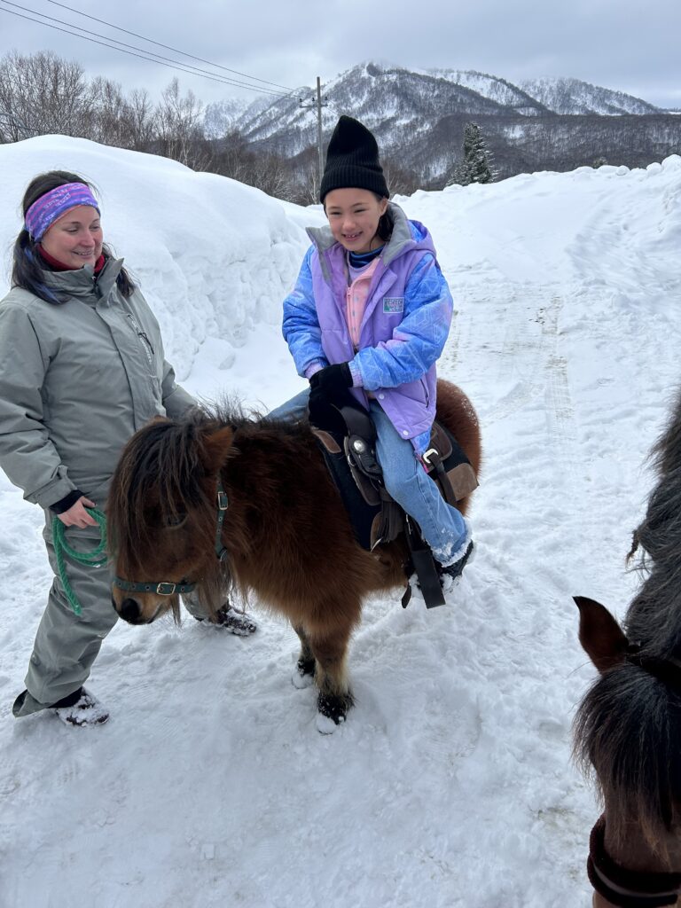 Pony riding at Margo’s Garden farmstay