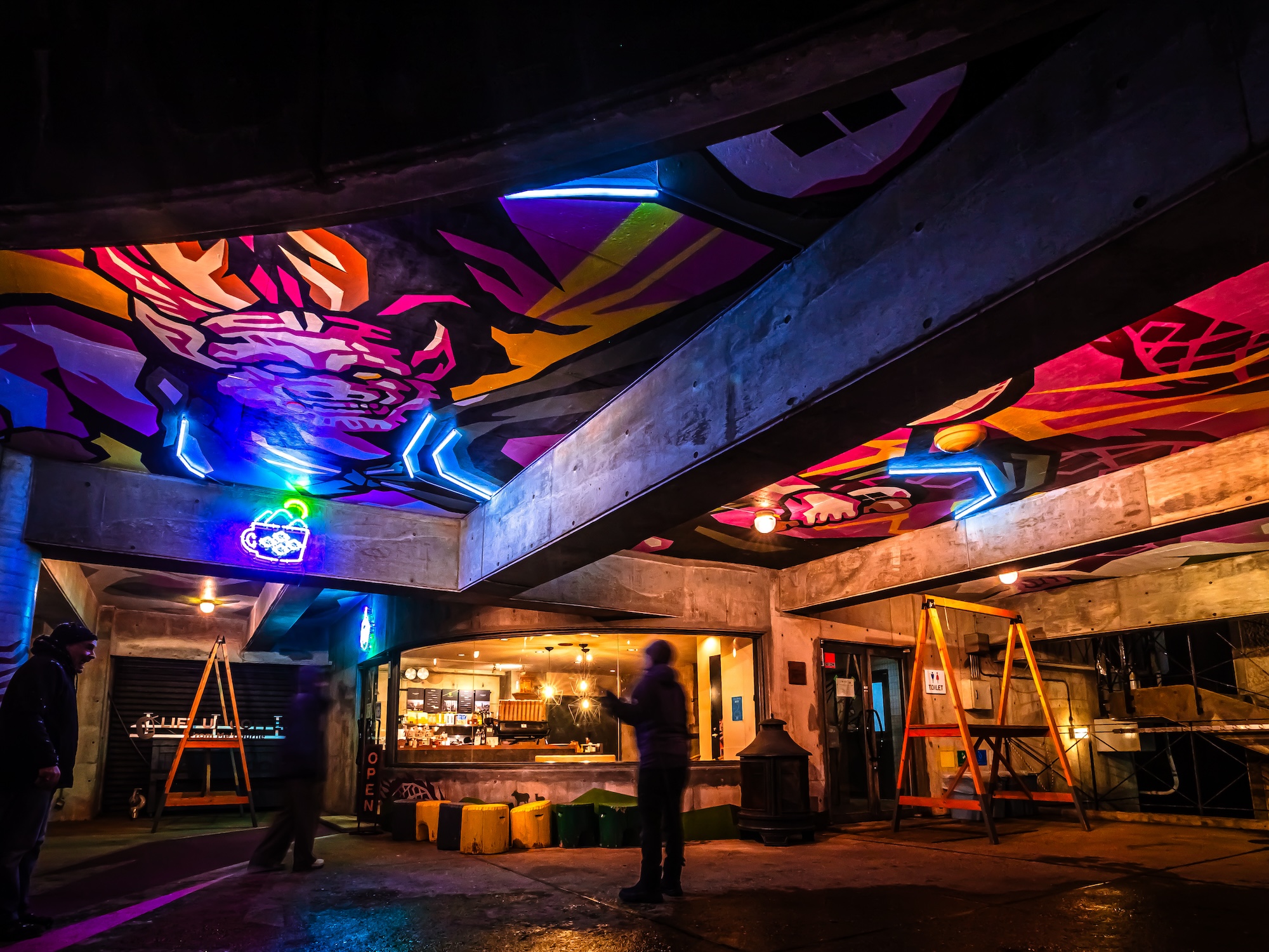 The art installation at Lift Up Coffee, next to the night skiing slopes