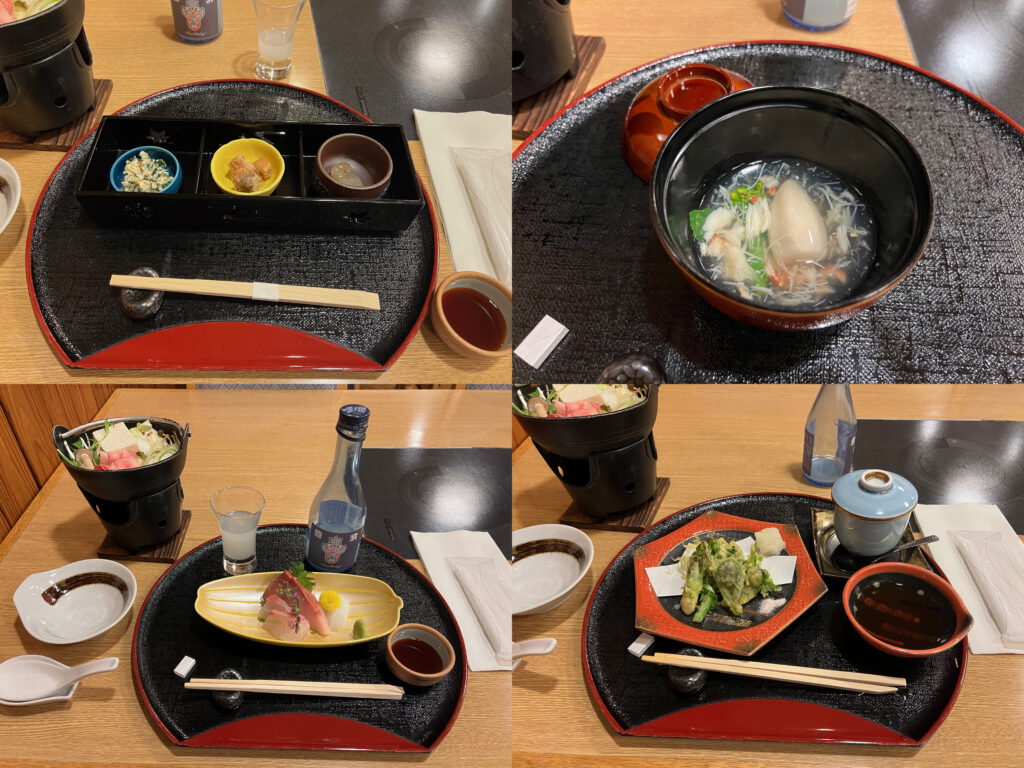 The eight-course Japanese dinner, included in the room rate, was impeccable.