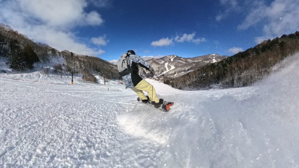 You get great views of the World Cup course on the opposite peak on the way down Giant Course.