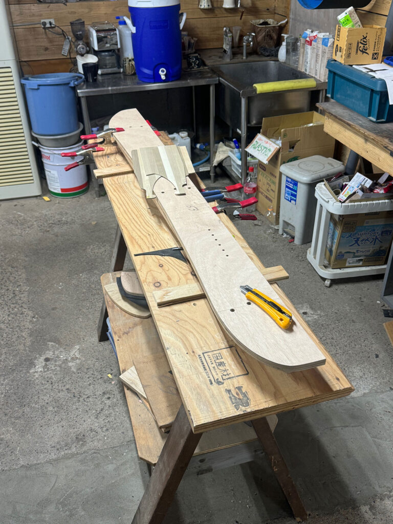 Working on Island Snowboard’s first splitboard