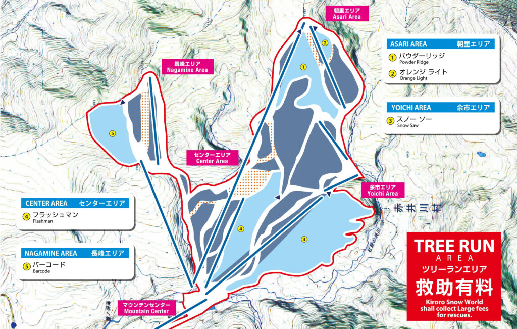 The designated tree run areas at Kiroro. Image: kiroro.co.jp