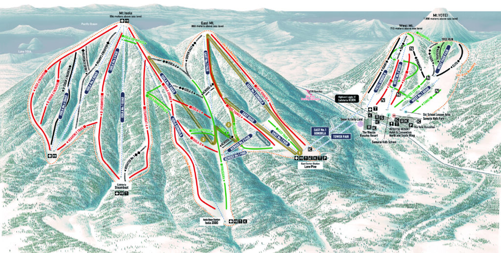 Rusutsu’s east side is a series of ridges and gullies that are fully open for exploring. Image: rusutsu.com
